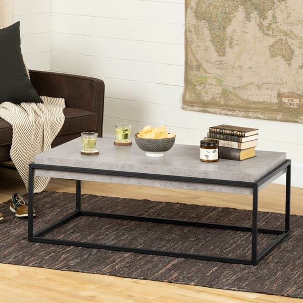 South Shore Mezzy Rectangular Concrete Industrial Coffee Table