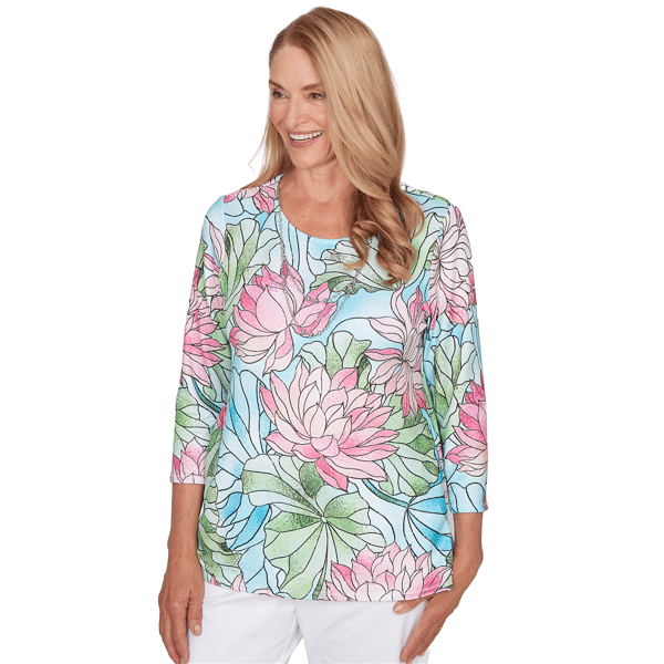 Womens Alfred Dunner Classics Stained Glass Floral Blouse