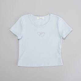 Girls &#40;7-16&#41; No Comment Short Sleeve Embellished Hearts Rib Tee