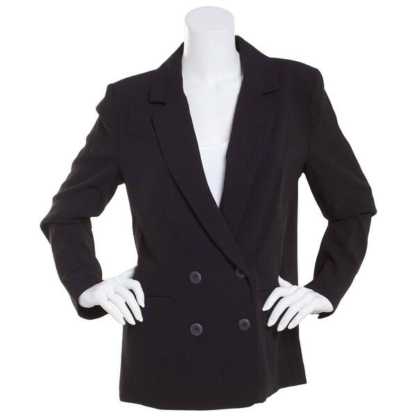 Juniors Leighton Bi Stretch Solid Double Breasted Blazer - image 