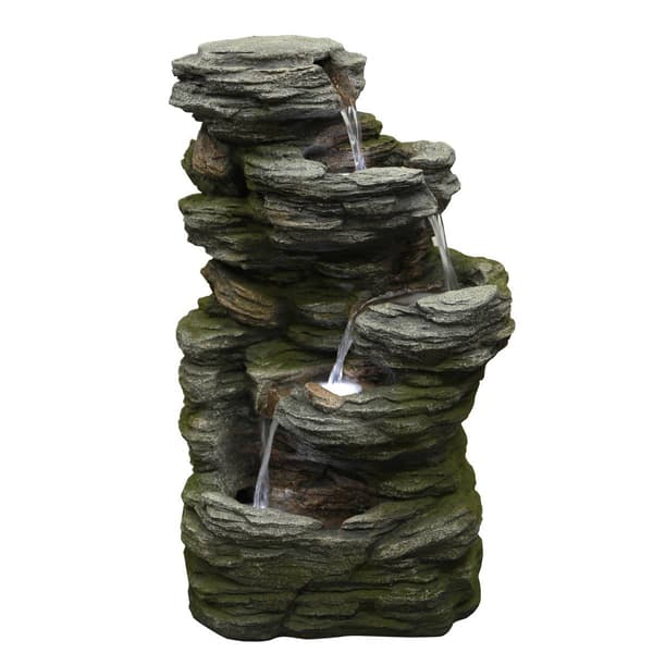 Northlight Seasonal Lighted 5-Tier Outdoor Garden Water Fountain