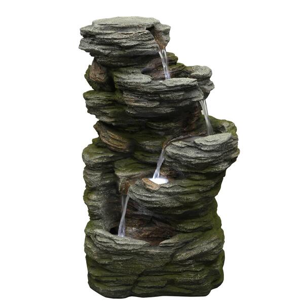Northlight Seasonal Lighted 5-Tier Outdoor Garden Water Fountain - image 