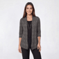 Womens Notations 3/4 Sleeve Plaid Print Hacci 2Fer Blouse - image 1