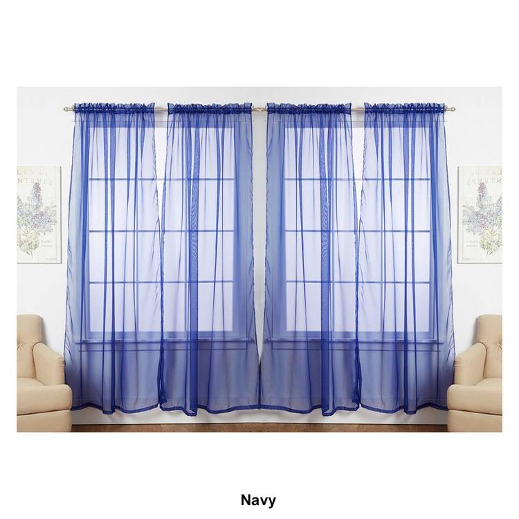 J&V Textiles Sheer Rod Pocket Curtain Panels