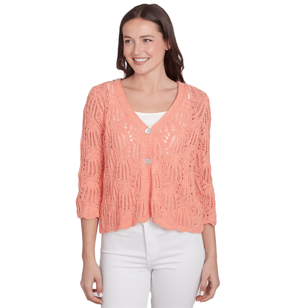 Womens Skye''s The Limit Spring Romance Pointelle Slub Cardigan