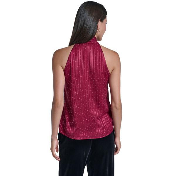 Womens Calvin Klein Sleeveless Tie Neck Rhinestone Blouse