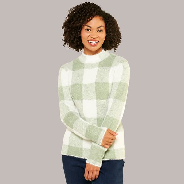 Petite Chloe & Jasmine Long Sleeve Eyelash Plaid Pullover