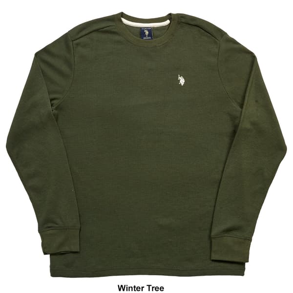 Mens U.S. Polo Assn.® Solid Crew Neck Waffle Knit Thermal