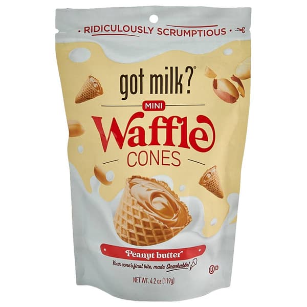 Got Milk 4.24oz. Peanut Butter Mini Waffle Cones - image 