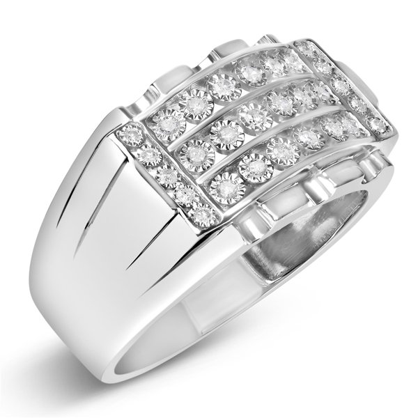Mens Haus of Brilliance 1/4ctw. Diamond 3 Row Channel Band Ring