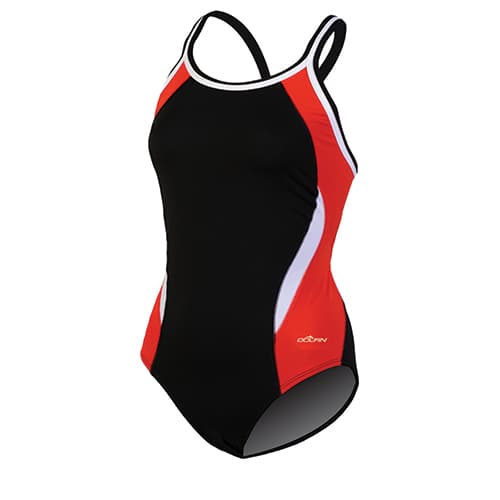 Womens Dolfin® Color Block One Piece Swimsuit-Black/Multi