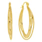 14kt. Gold Over Brass 22mm Oval Beaded Edge Twist Hoop Earrings - image 1