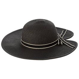 Womens Madd Hatter Straw Farmer Hat With A Black Band Bow