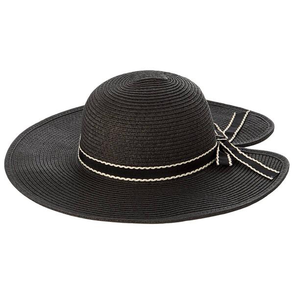 Womens Madd Hatter Straw Farmer Hat With A Black Band Bow - image 