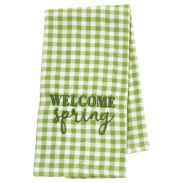 Welcome Spring Check Kitchen Towel - image 