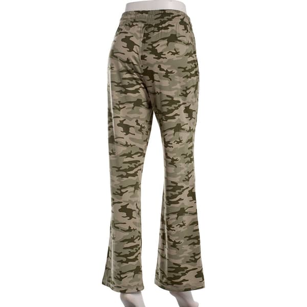 Juniors No Comment Fleece Lined Camo Print Wide Leg Pants - Camo