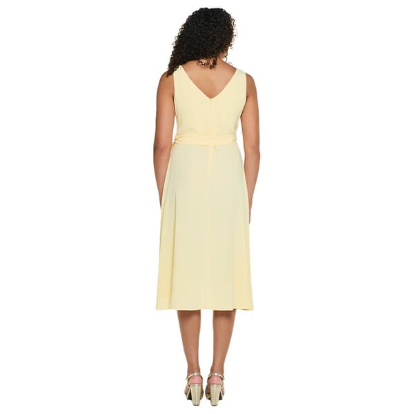 Womens Connected Apparel Sleeveless Solid Tulip Hem Wrap Dress