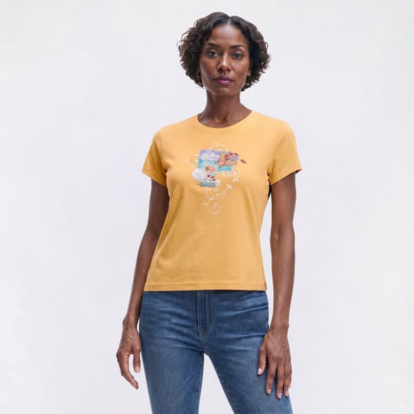 Plus Size Top Stitch By Morning Sun Coastal Seashore Collage Tee - image 