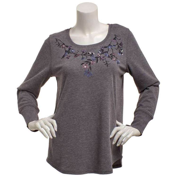 Plus Size Architect(R) Long Sleeve Embroidered Neck Thermal Tee