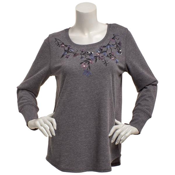 Plus Size Architect(R) Long Sleeve Embroidered Neck Thermal Tee