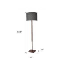HomeRoots 59in. Brown And Black Solid Wood Floor Lamp