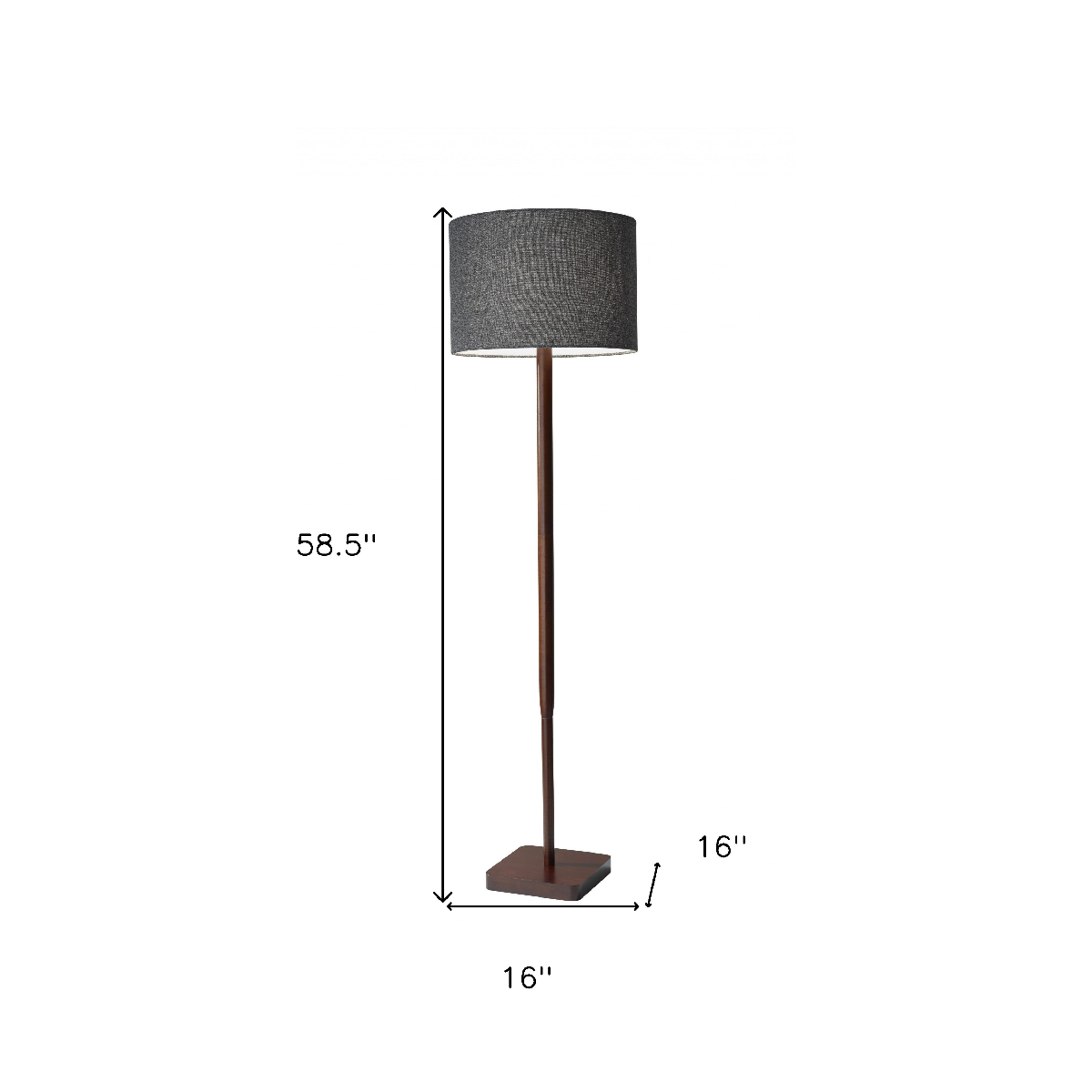 HomeRoots 59in. Brown And Black Solid Wood Floor Lamp