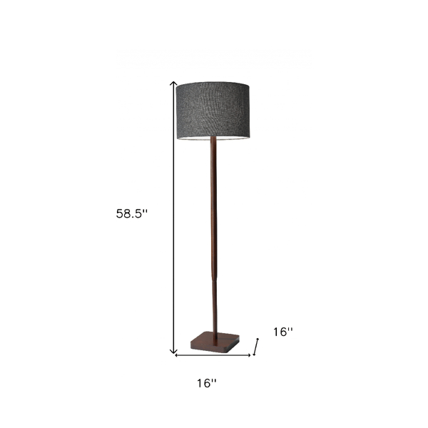 HomeRoots 59in. Brown And Black Solid Wood Floor Lamp