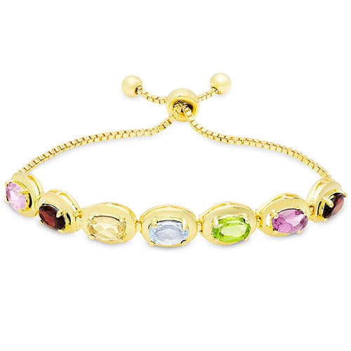 Gianni Argento Gold Plated Multi-Gemstone Adjustable Bracelet