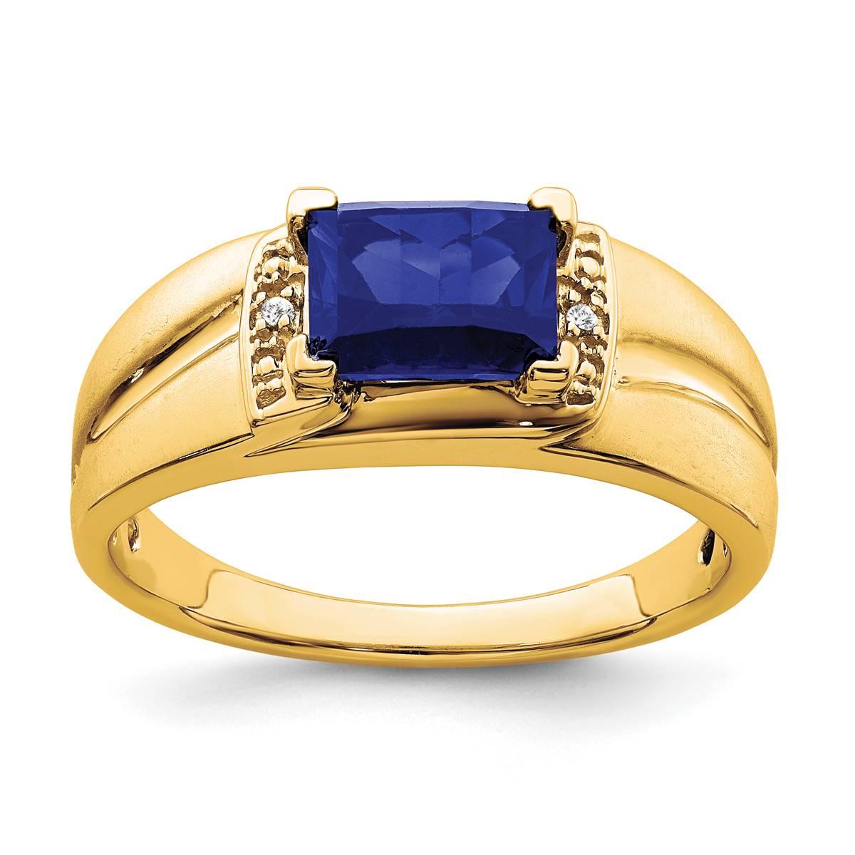 Mens Gentlemens Classics(tm) 14kt. Gold Sapphire & Diamond Ring