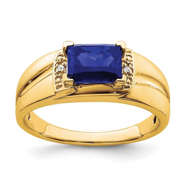 Mens Gentlemens Classics&#40;tm&#41; 14kt. Gold Sapphire & Diamond Ring - image 