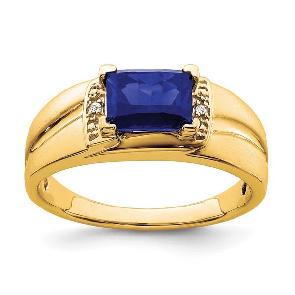 Mens Gentlemens Classics(tm) 14kt. Gold Sapphire & Diamond Ring - image 