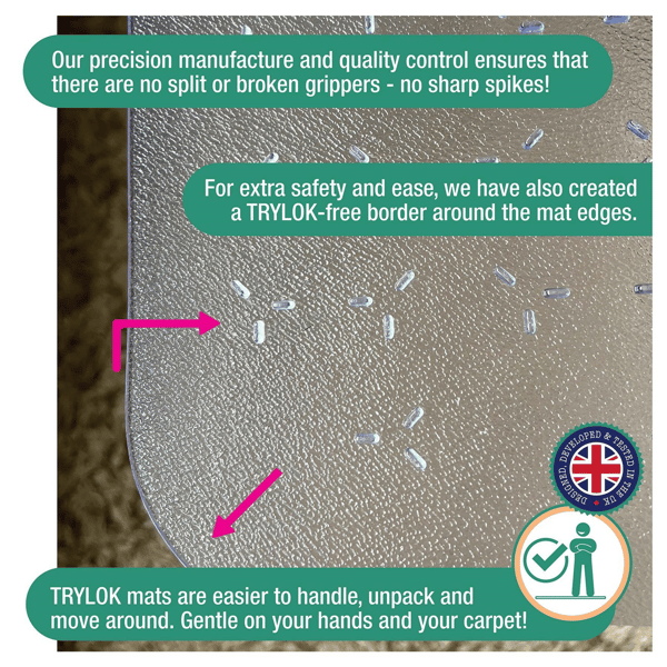 Floortex® TrYlok® Lipped Chair Mat for Carpets up to 1/4in.
