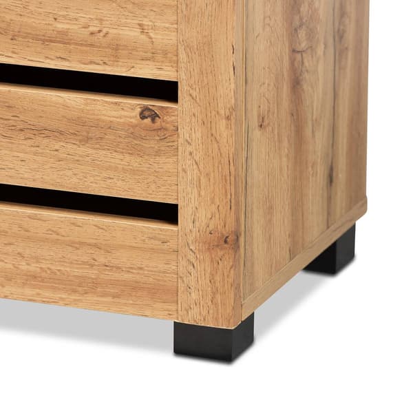 Baxton Studio Adalwin Oak Brown Wood 2-Door Shoe Storage Cabinet