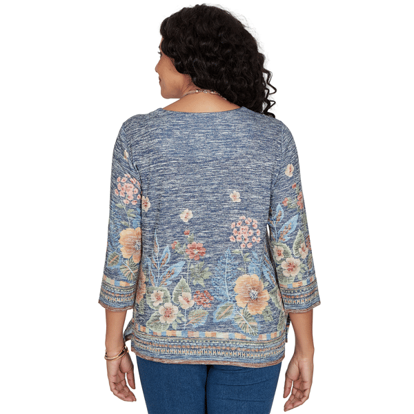 Womens Alfred Dunner Tuscany Square Neck Floral Sweater