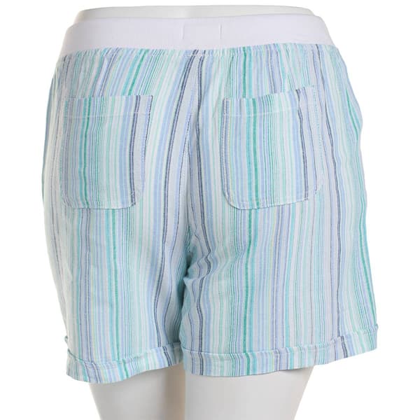 Womens da-sh Linen Shorts with Roll Cuff-Blue/Green