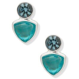 Anne Klein Blue & Green Stone Bezel Set Stud Pierced Earrings