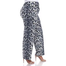 Plus Size White Mark Leopard Palazzo Pants