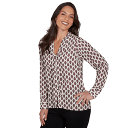 Petite Emaline Country Code Tie Neck Medallion Blouse