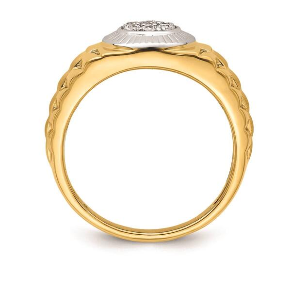Mens Pure Fire 14kt. Two-Tone Gold Lab Grown Diamond Round Ring