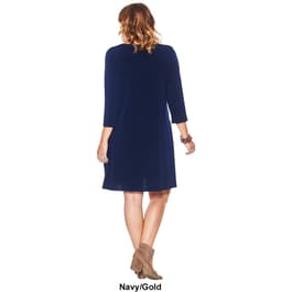 Plus Size Nina Leonard 3/4 Sleeve Solid Shift Dress