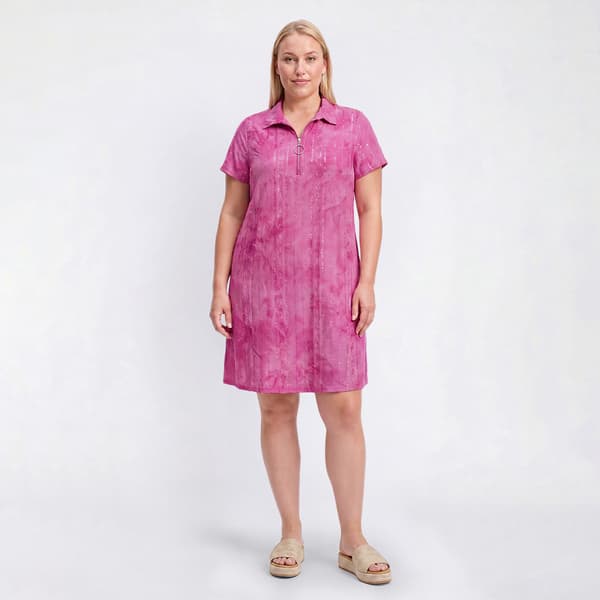 Plus Size Cocomo Short Sleeve 1/2 Zip Gomez Shift Dress