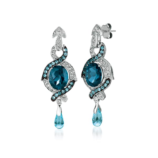 Le Vian&#40;R&#41; 14kt. Vanilla Gold&#40;R&#41; 5ctw. Deep Sea Blue Topaz Earrings - image 