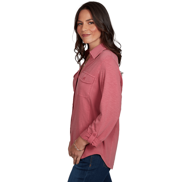 Plus Size Ruby Rd. Game Of Luxe Rib Trim Button Front Knit Top