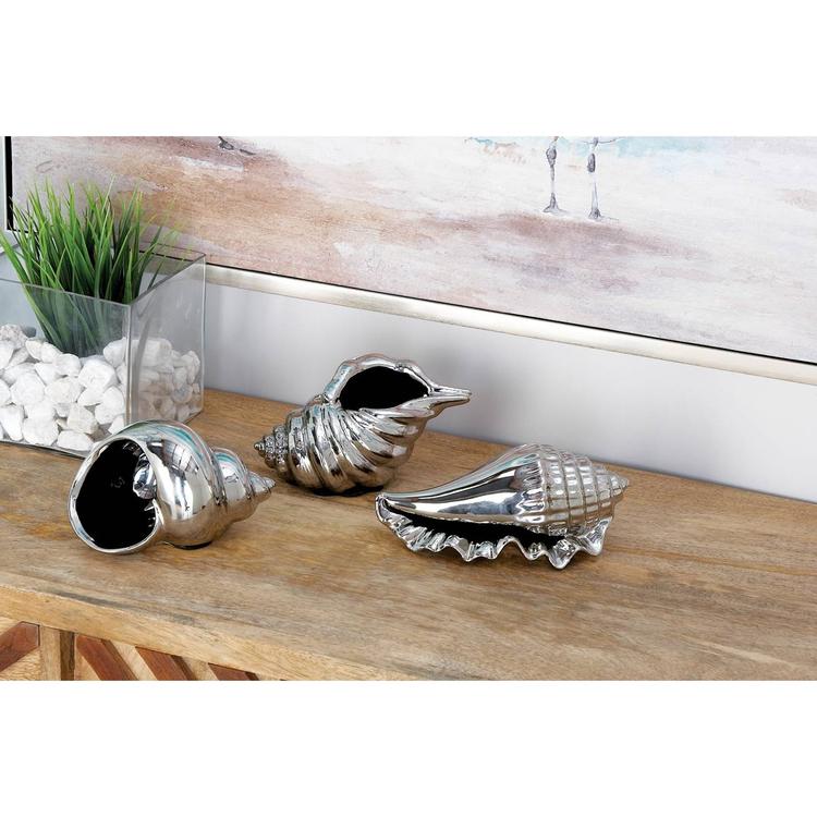 9th & Pike® Metallic Coastal Seashell Sculpture - Set of 3