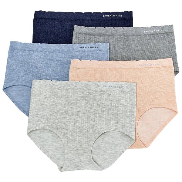 Womens Laura Ashley&#40;R&#41; 5pk. Ribbed Brief Panties -LS5133-5PKC - image 