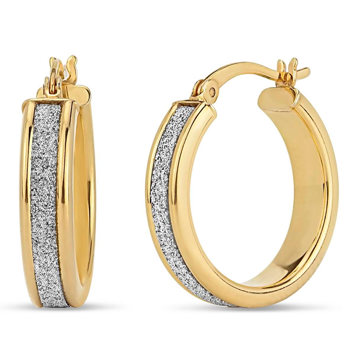 Forever New 18kt. Gold Plated Glitter Hoop Earrings