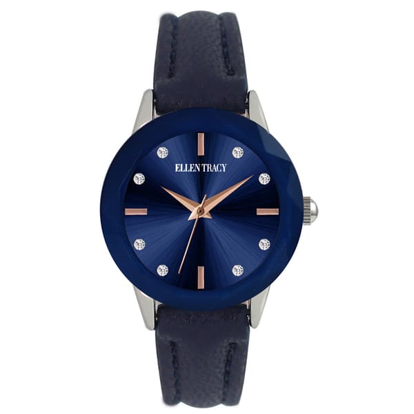 Womens Ellen Tracy Mini Faceted Bezel Watch - ET5405SL - image 