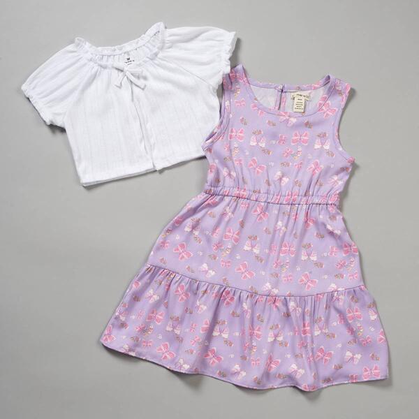 Girls &#40;4-6x&#41; One Step Up 2pc. Butterfly Dress & Cardigan - image 