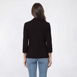Petite AK Anne Klein Roll Sleeve One Button Notch Collar Blazer