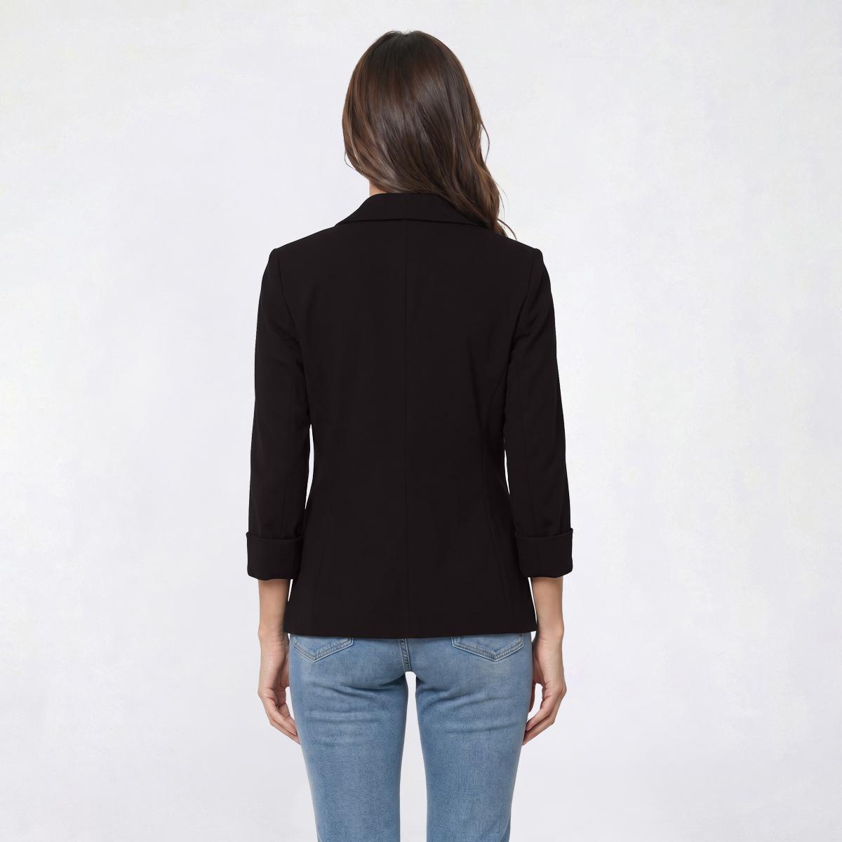 Petite AK Anne Klein Roll Sleeve One Button Notch Collar Blazer